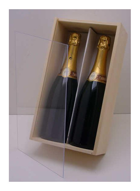 -Plumier vide couvercle plexi pour 2 bouteilles de Champagne 75 cl colis de 20 pièces