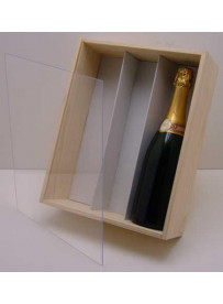 -Plumier vide couvercle plexi pour 3 bouteilles de Champagne 75 cl colis de 16 pièces