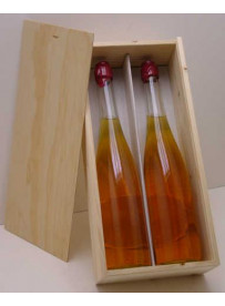 -Plumier couvercle bois pour 2 bouteilles d'Eau de vie 70cl colis de 20 pièces