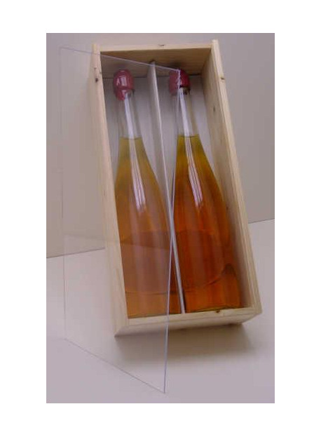 -Plumier vide couvercle plexi pour 2 bouteilles d'Eau de vie 70cl colis de 20 pièces